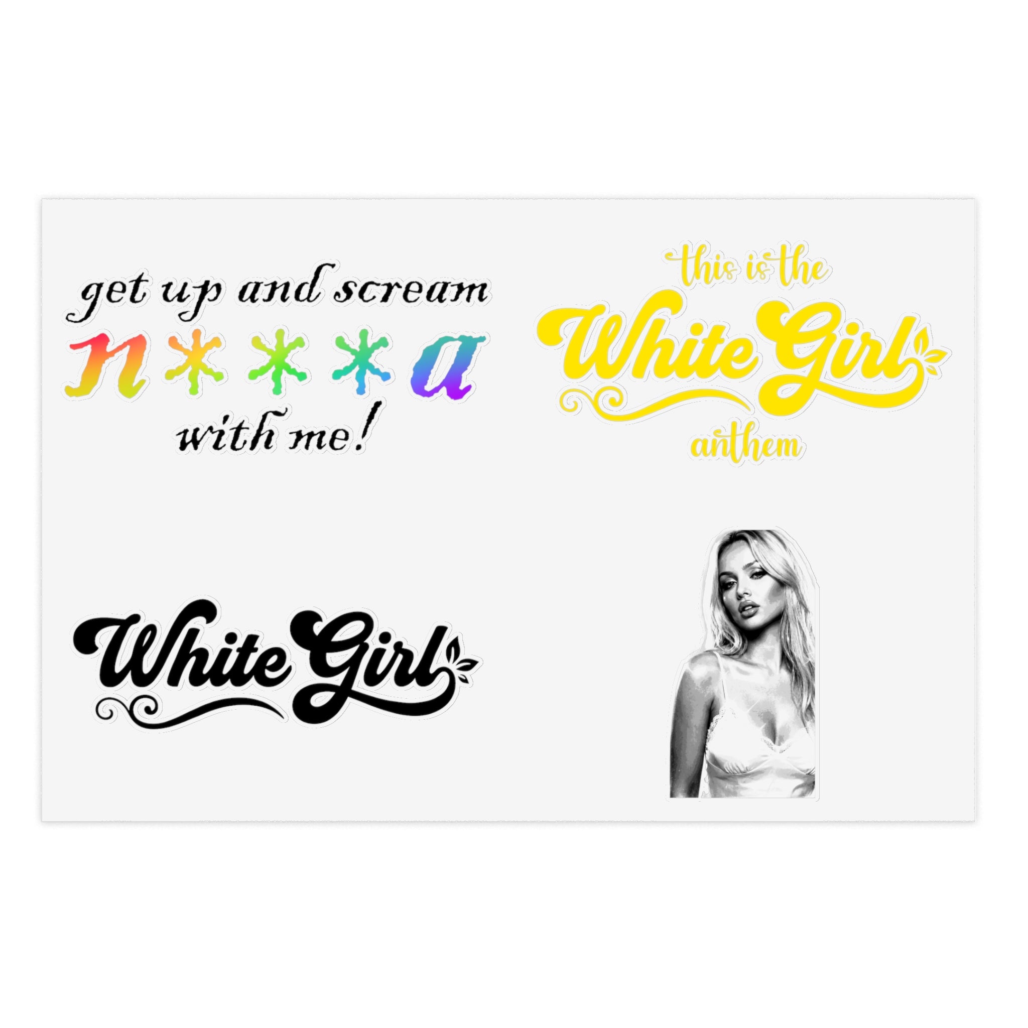 White Girl Vinyl Sticker Sheet